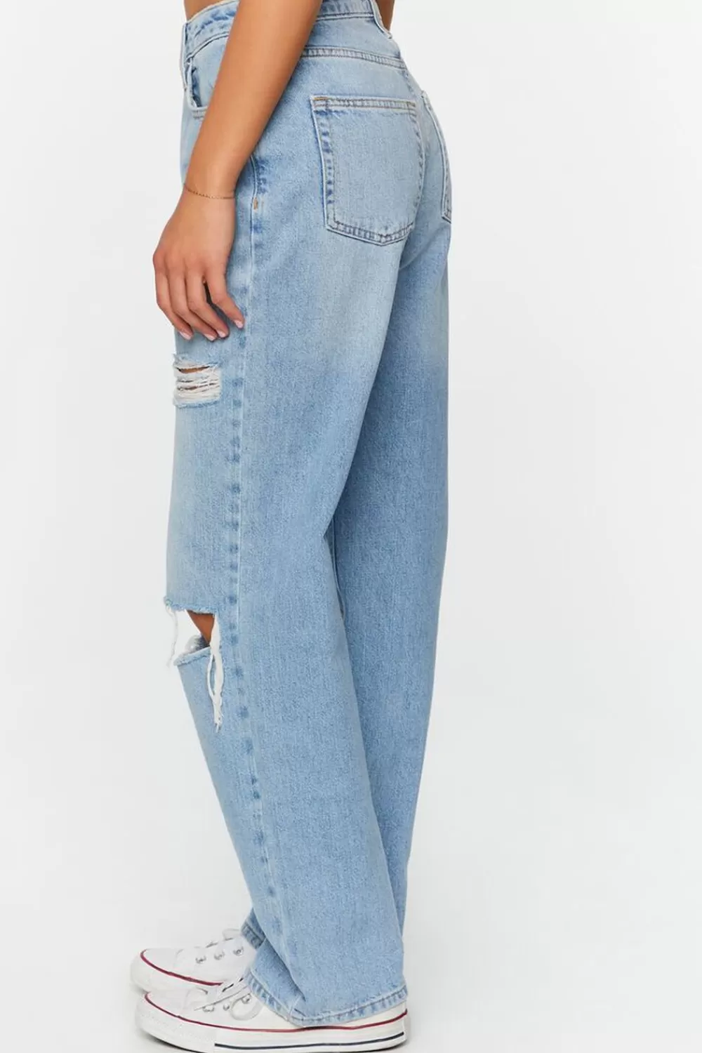 Bottoms>Forever 21 90S-Fit Destroyed High-Rise Jeans Light Denim