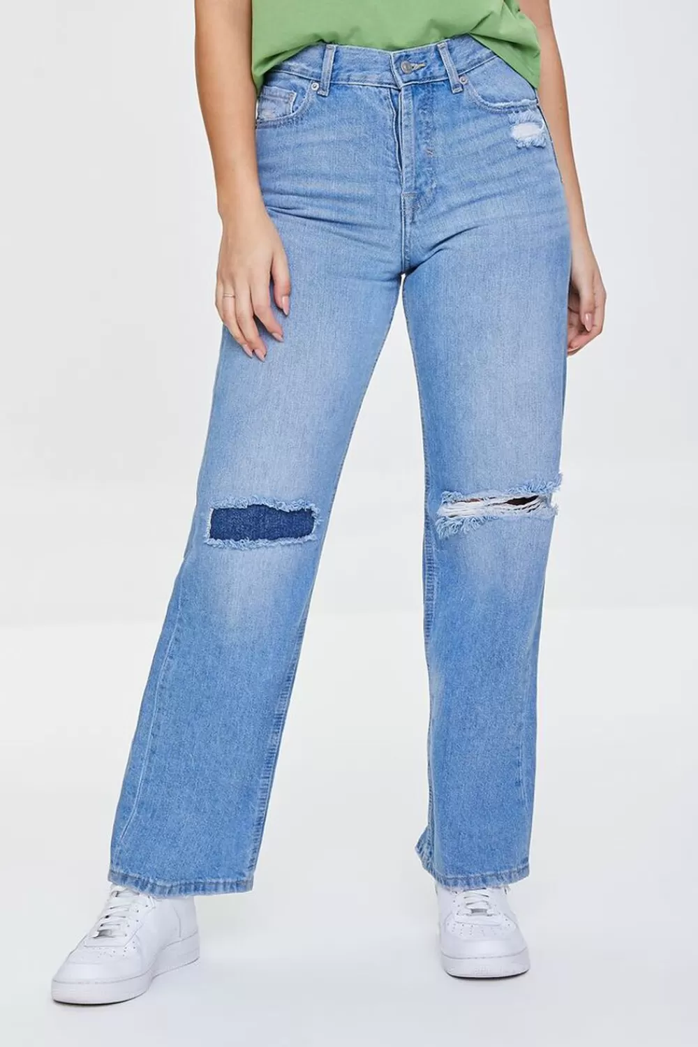 Bottoms>Forever 21 90S-Fit Straight-Leg Jeans Light Denim