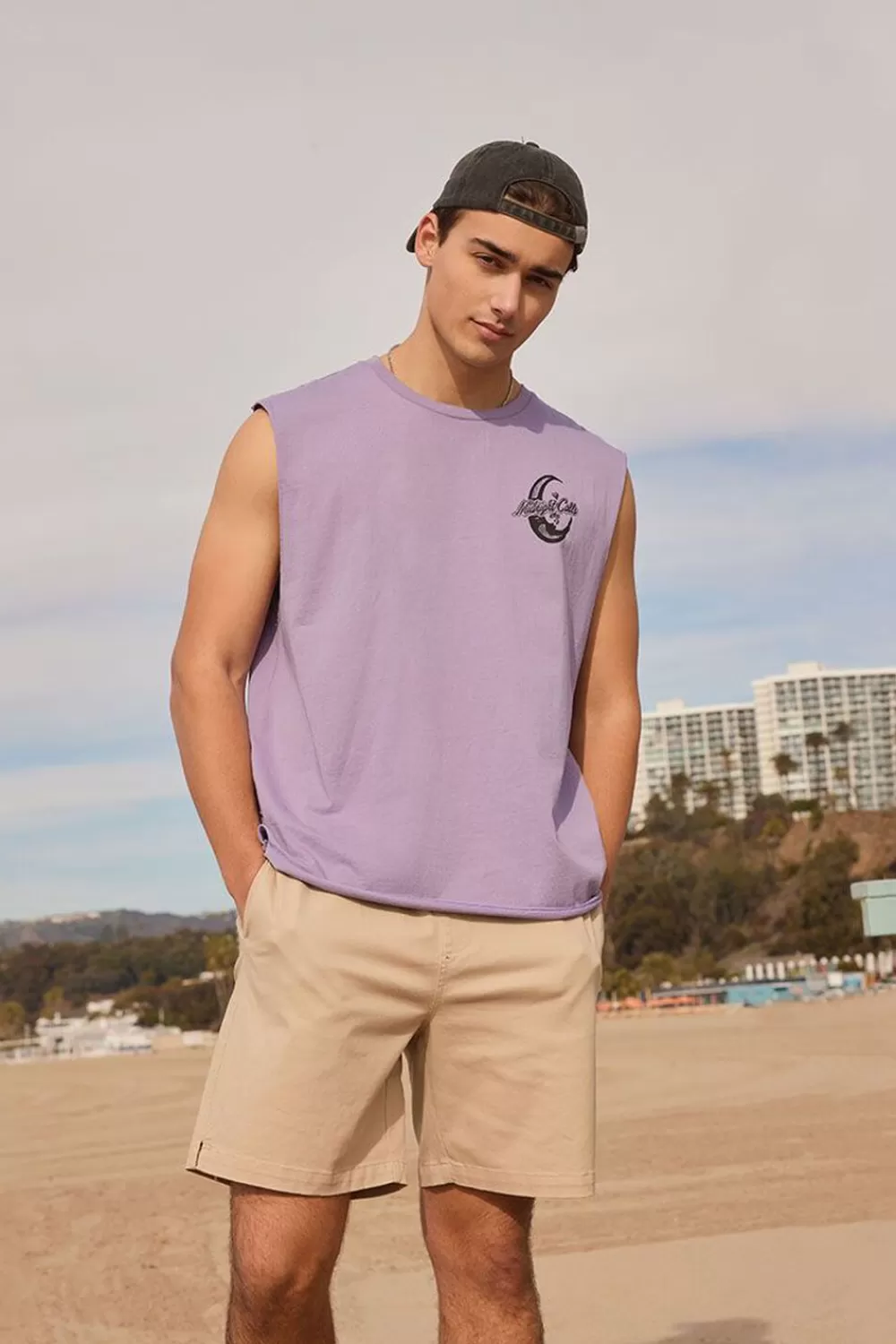 Graphic Tees>Forever 21 A Night For Love Graphic Muscle Tee Purple/Multi