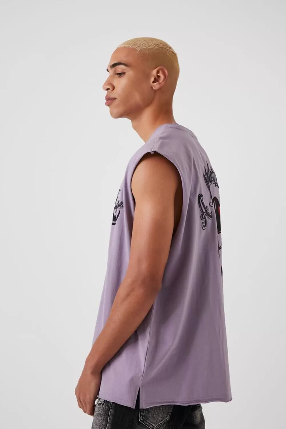 Graphic Tees>Forever 21 A Night For Love Graphic Muscle Tee Purple/Multi