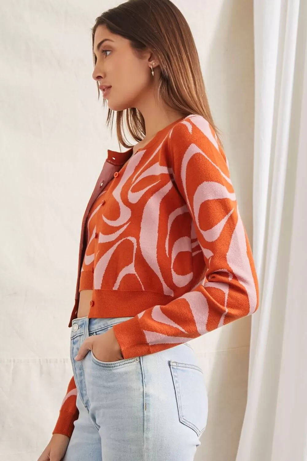 Forever 21 Abstract Crop Top & Cardigan Sweater Set | Women Tops