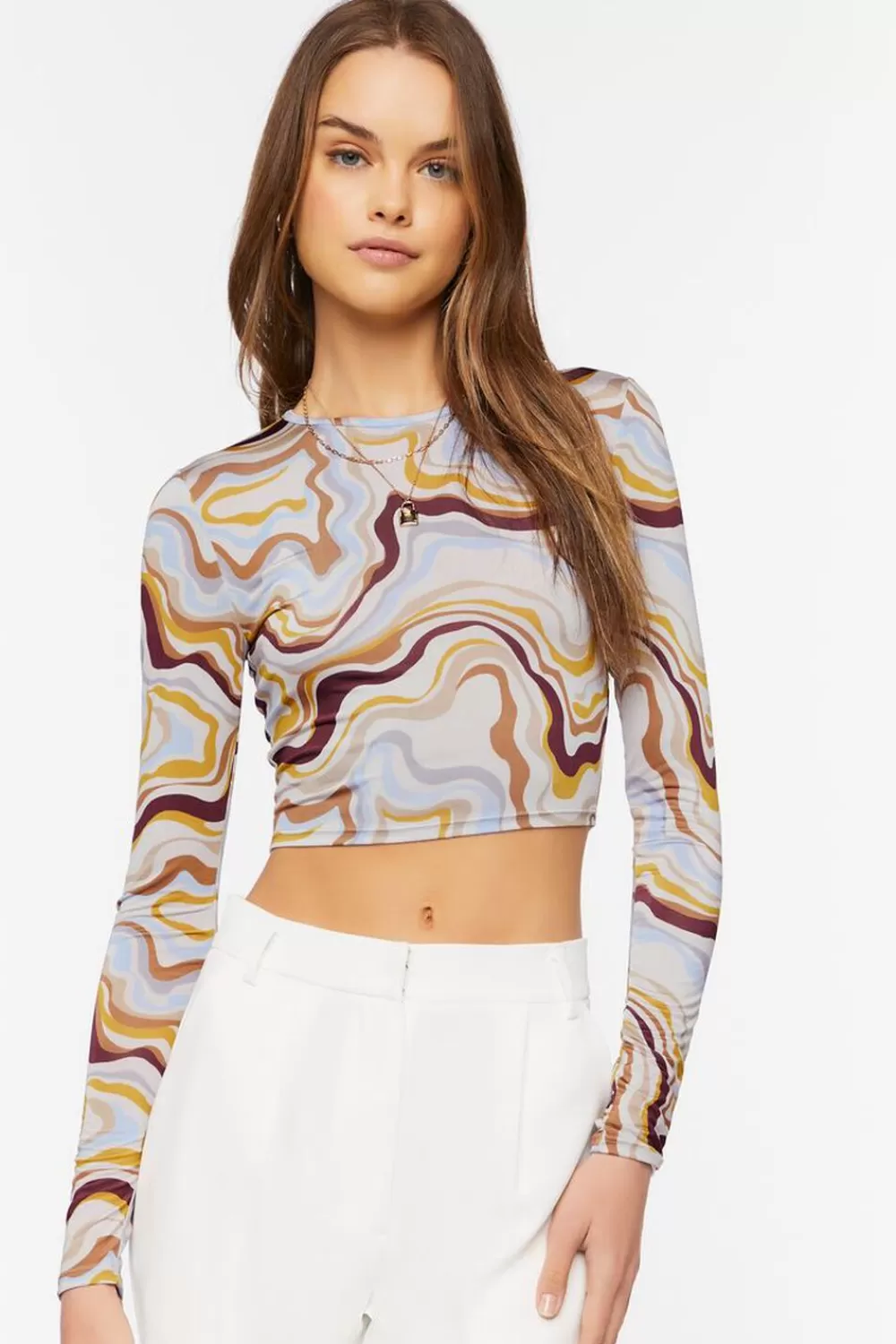 Forever 21 Abstract Marble Print Crop Top | Women Tops