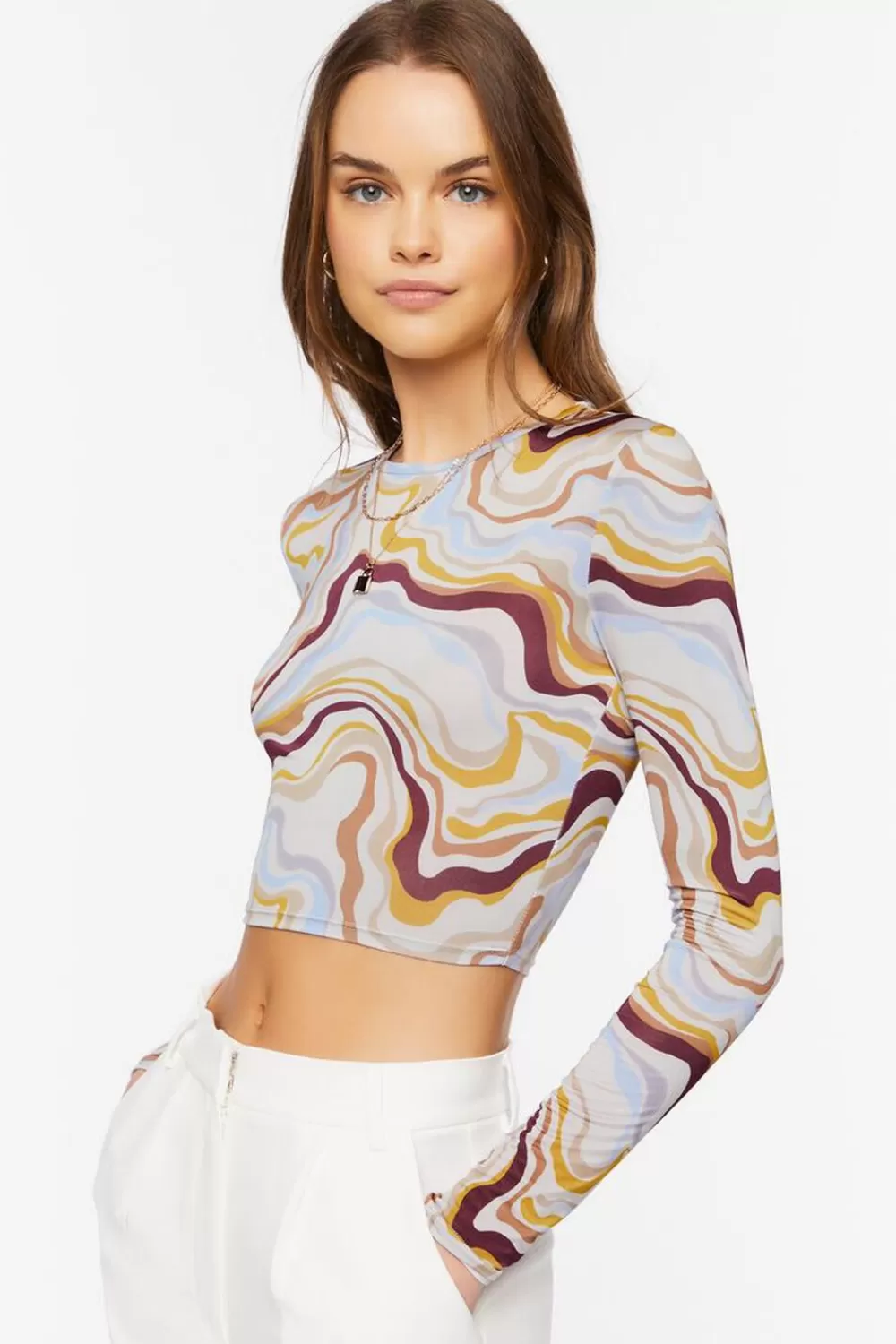 Forever 21 Abstract Marble Print Crop Top | Women Tops