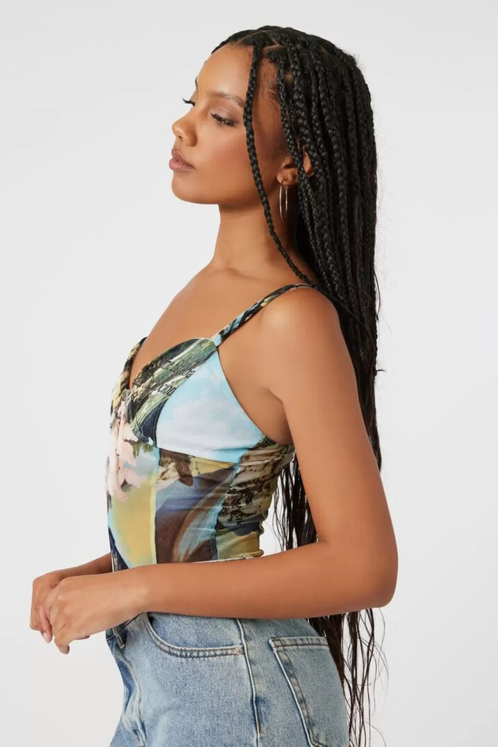 Forever 21 Abstract Mesh Sweetheart Bodysuit | Women Tops