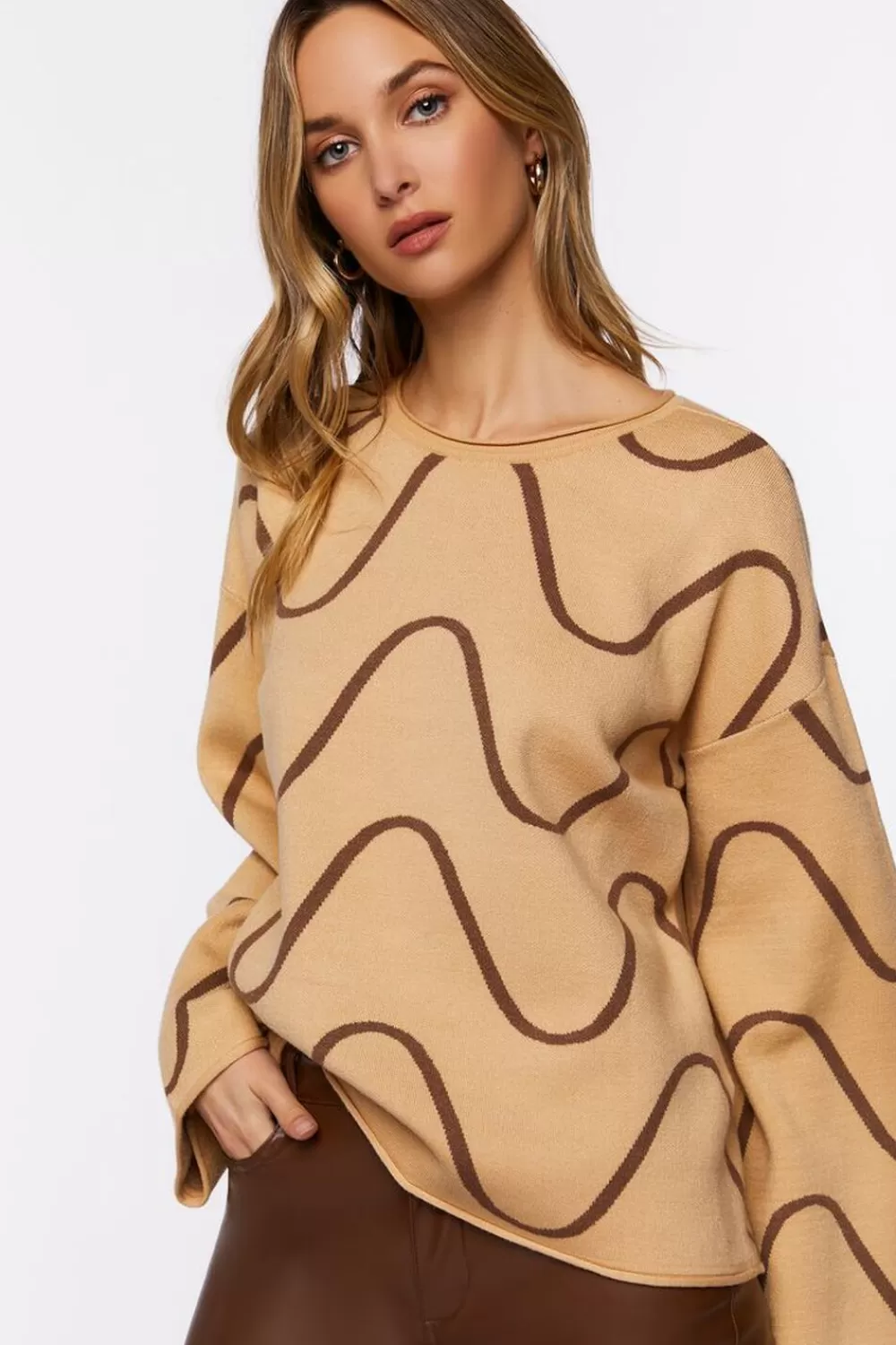 Forever 21 Abstract Print Bell-Sleeve Sweater | Women Tops