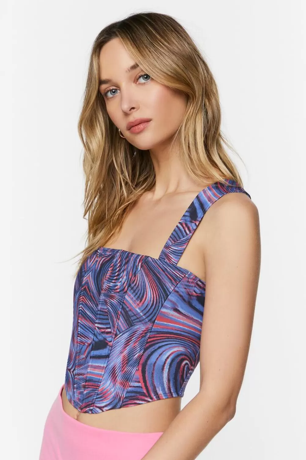 Forever 21 Abstract Print Corset Crop Top | Women Tops