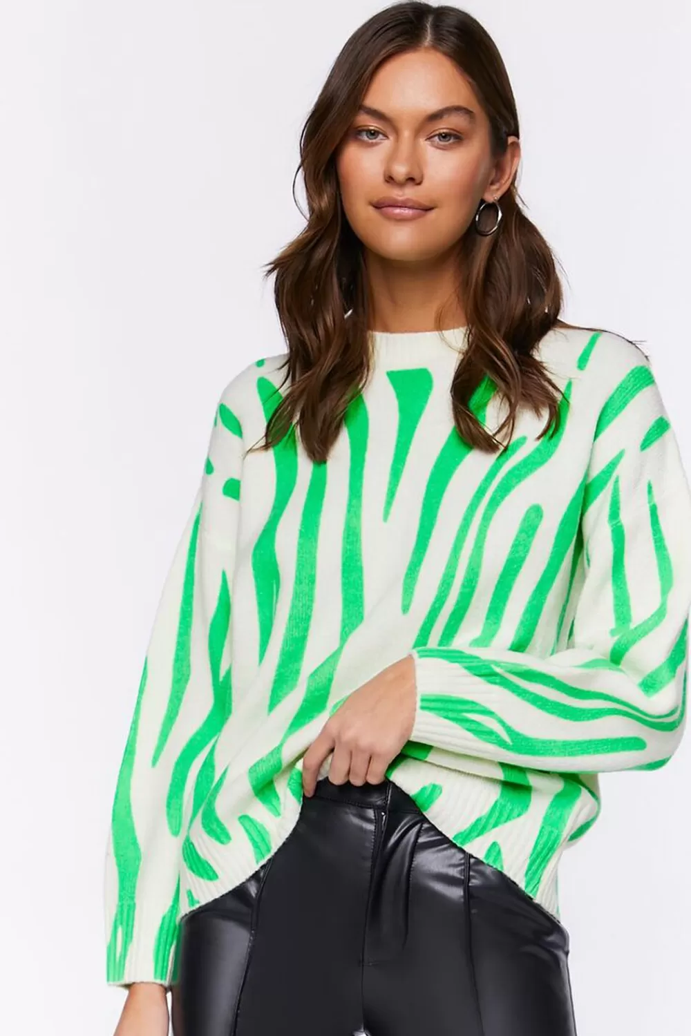 Forever 21 Abstract Print Crew Neck Sweater | Women Tops