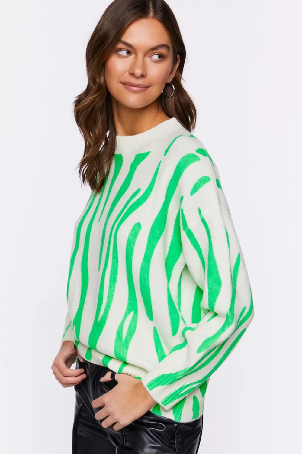 Forever 21 Abstract Print Crew Neck Sweater | Women Tops