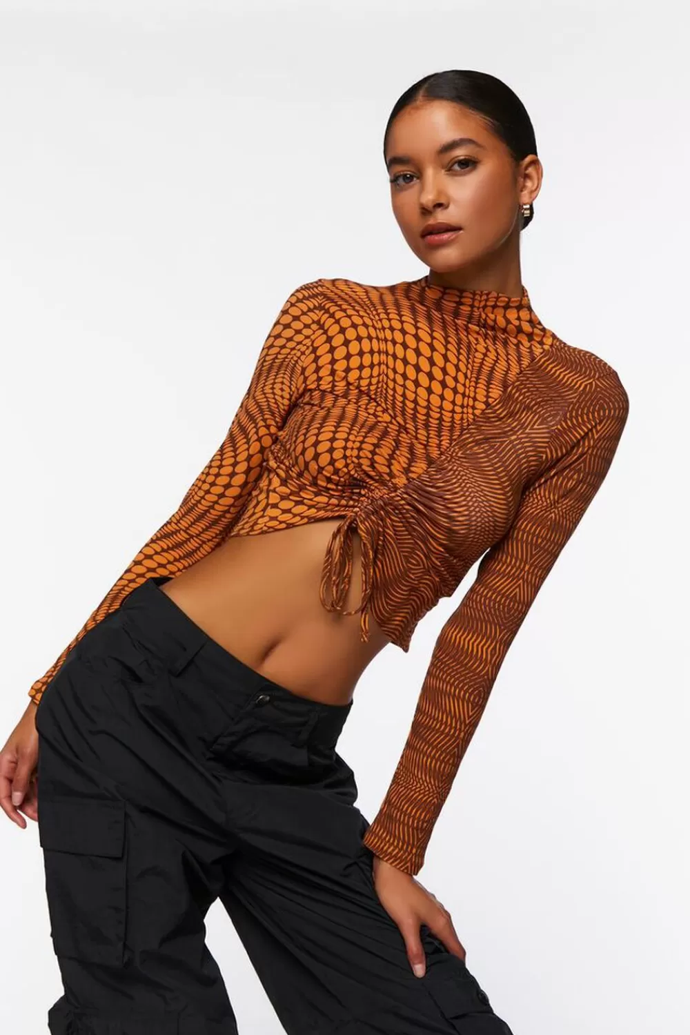 Forever 21 Abstract Print Ruched Crop Top | Women Tops