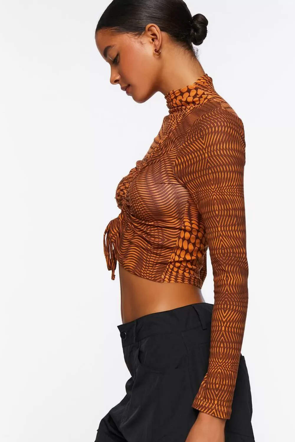 Forever 21 Abstract Print Ruched Crop Top | Women Tops