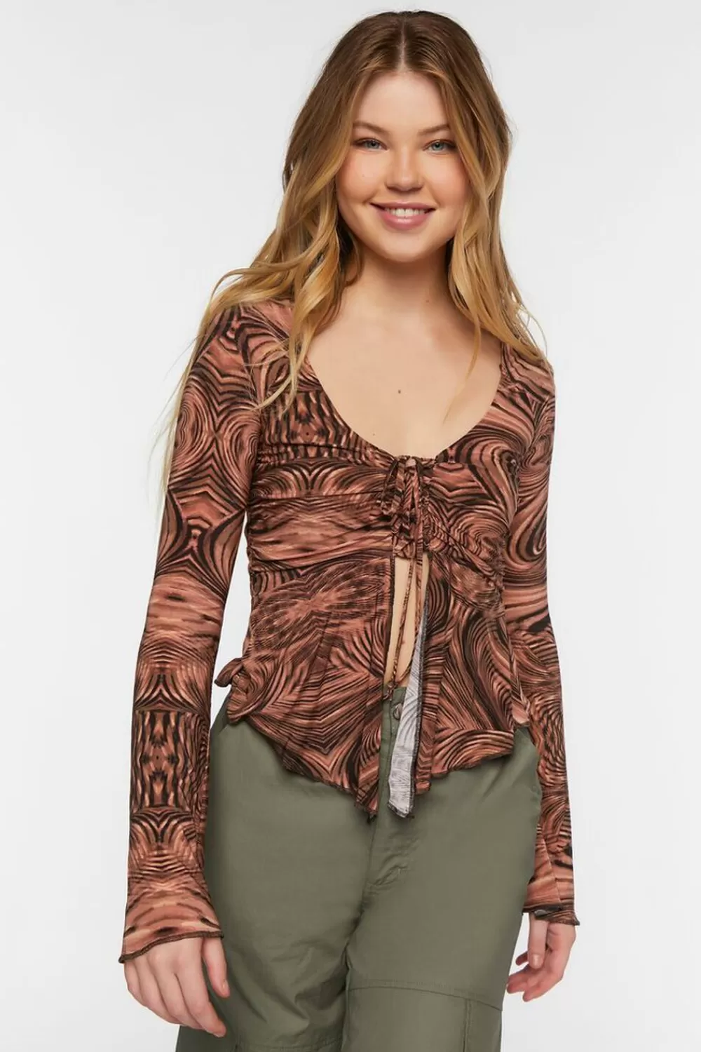 Forever 21 Abstract Print Slinky Split-Front Top | Women Tops