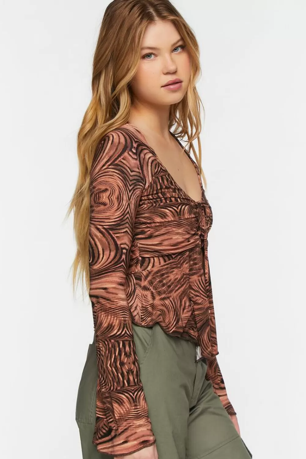 Forever 21 Abstract Print Slinky Split-Front Top | Women Tops