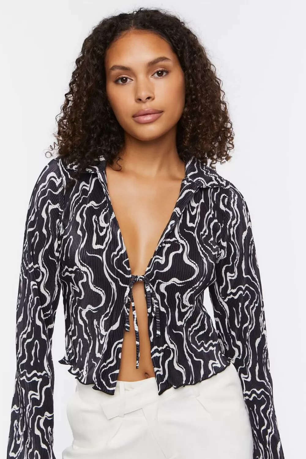 Forever 21 Abstract Print Tie-Front Top | Women Tops
