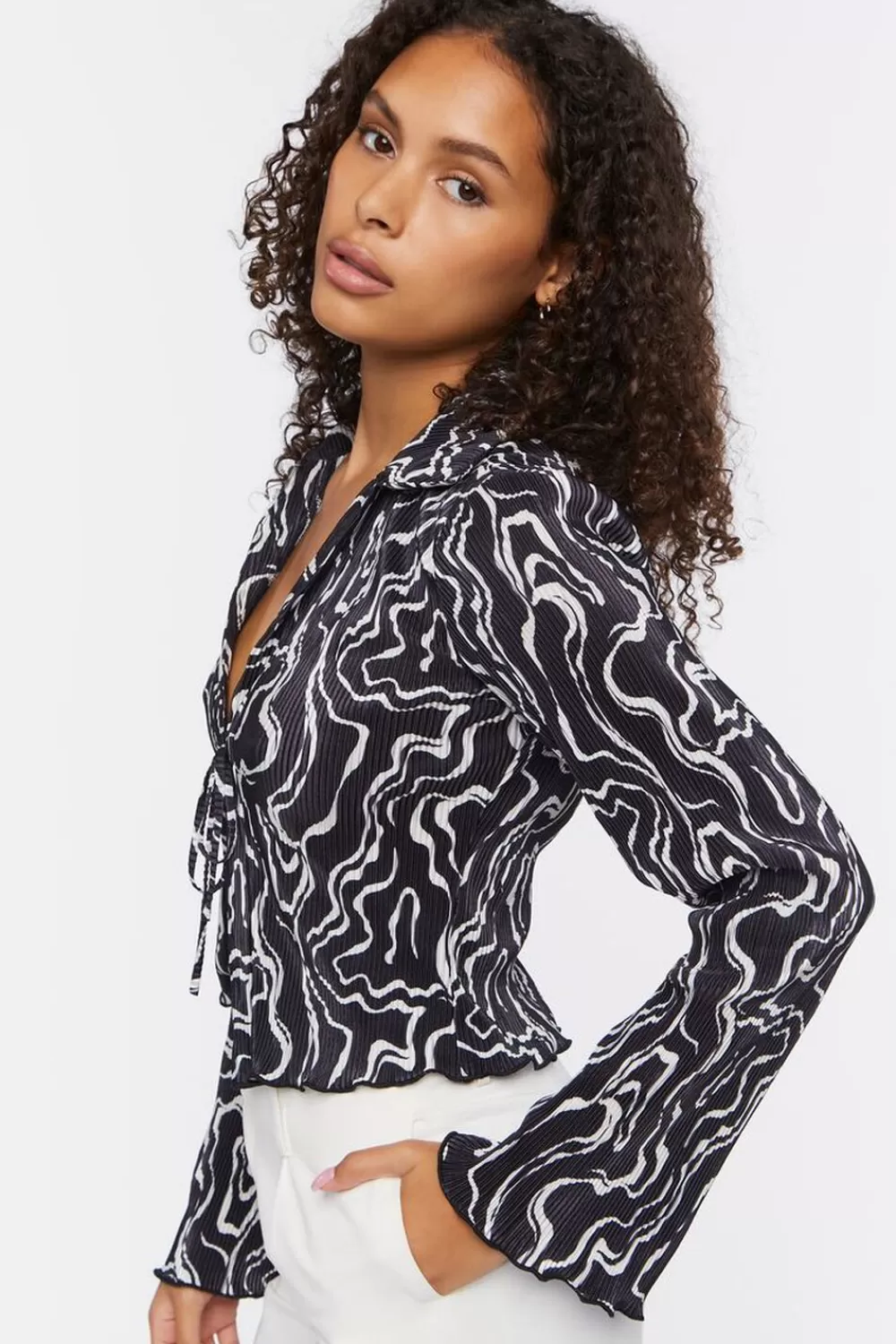 Forever 21 Abstract Print Tie-Front Top | Women Tops