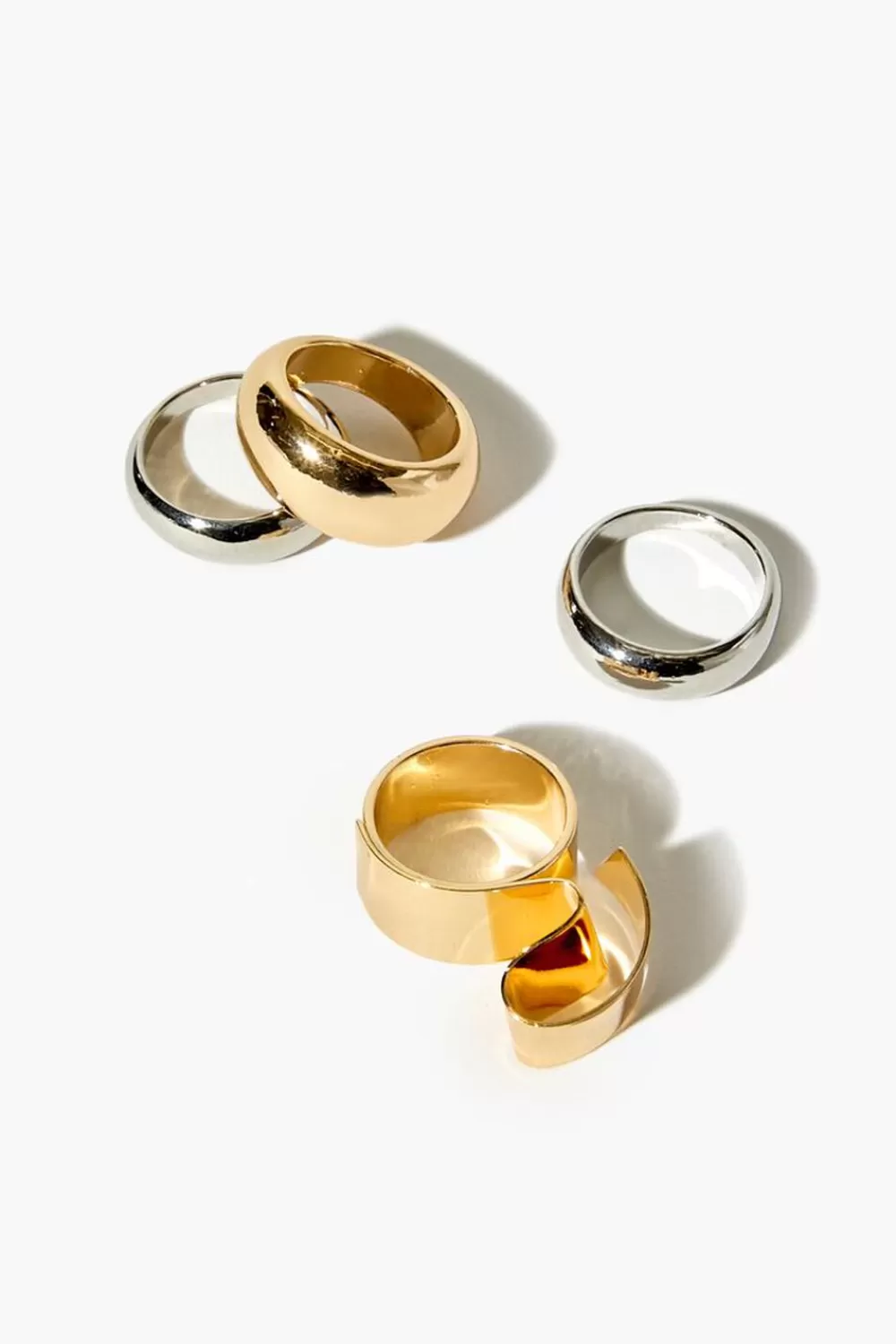 Rings>Forever 21 Abstract Ring Set Gold/Silver