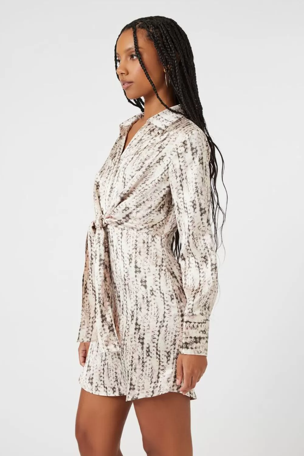Forever 21 Abstract Satin Tie-Front Dress | Women Dresses