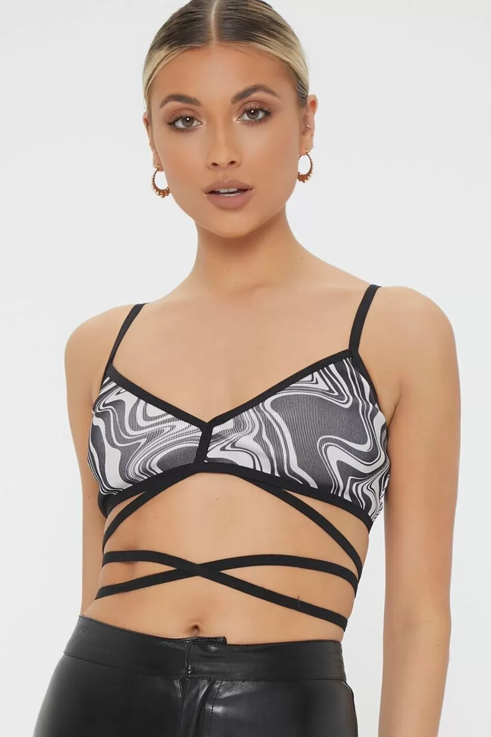Forever 21 Abstract Self-Tie Cropped Cami | Women Tops