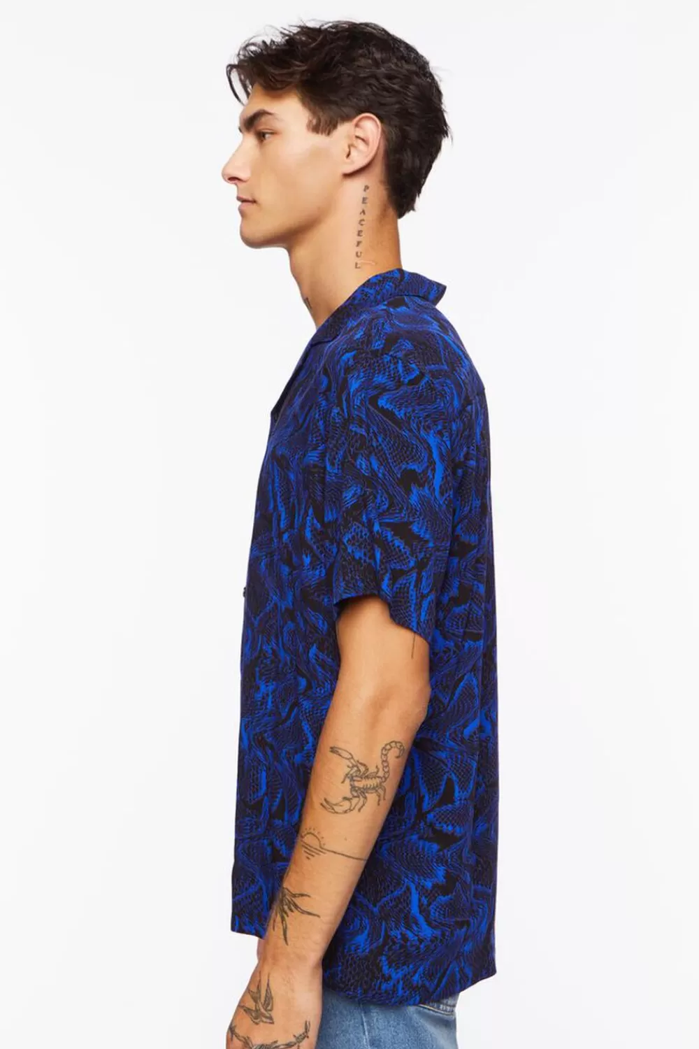 Shirts>Forever 21 Abstract Snakeskin Shirt Black/Blue