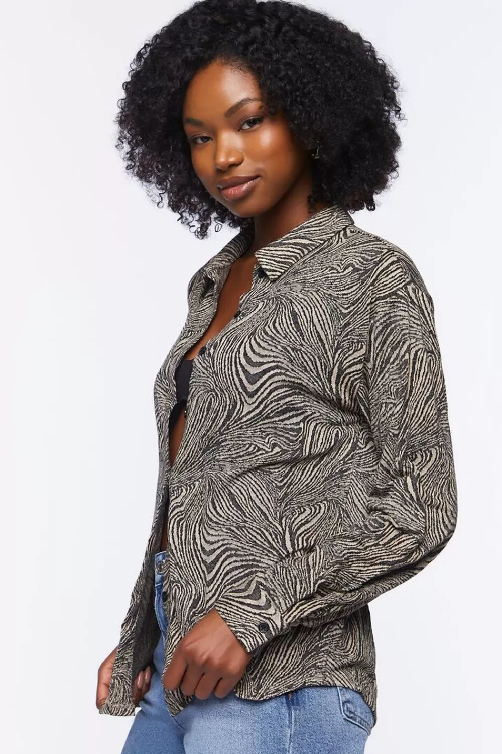 Forever 21 Abstract Zebra Print Shirt | Women Tops
