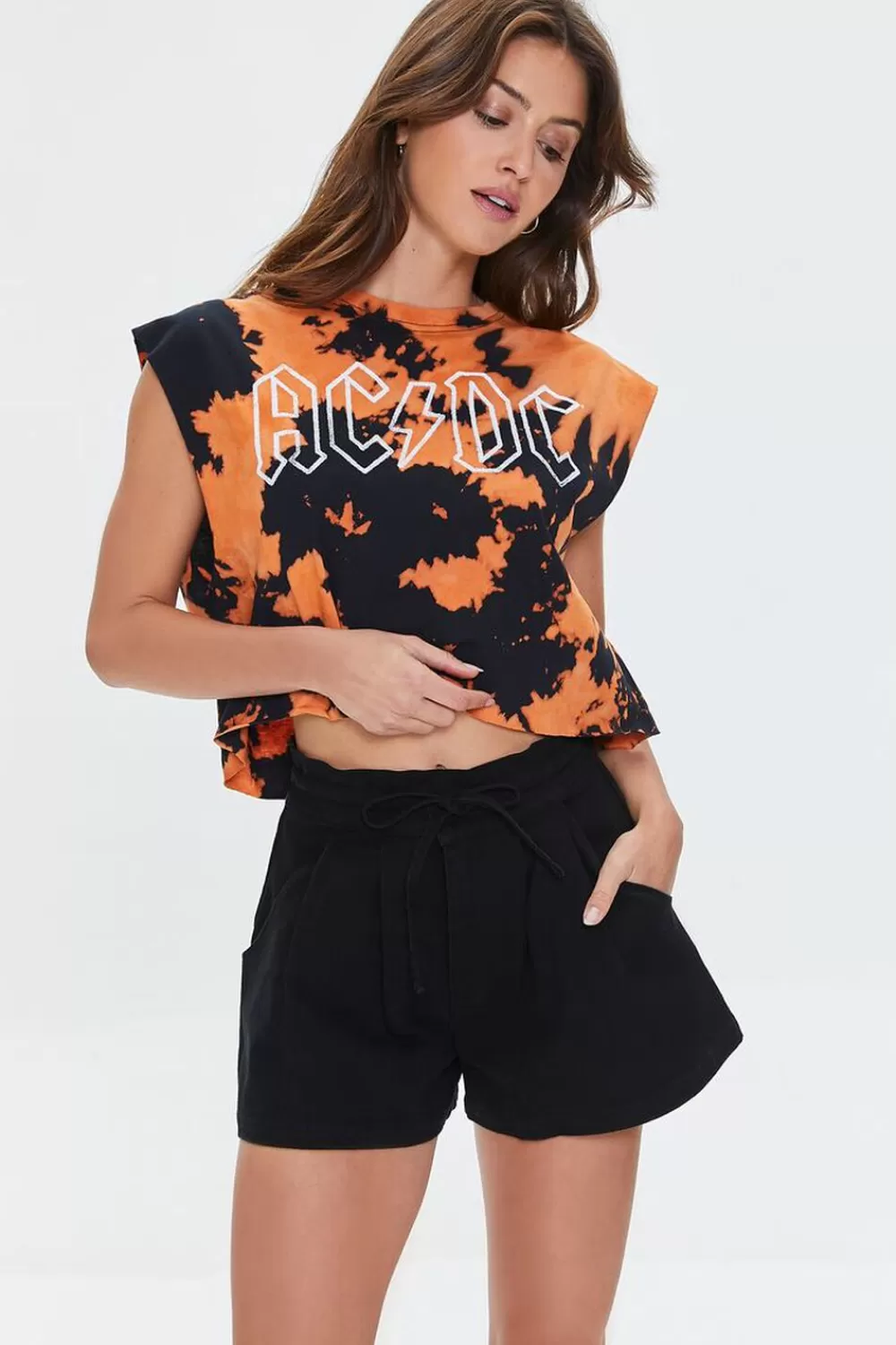 Forever 21 Acdc Graphic Bleach-Dye Muscle Tee | Women Tops