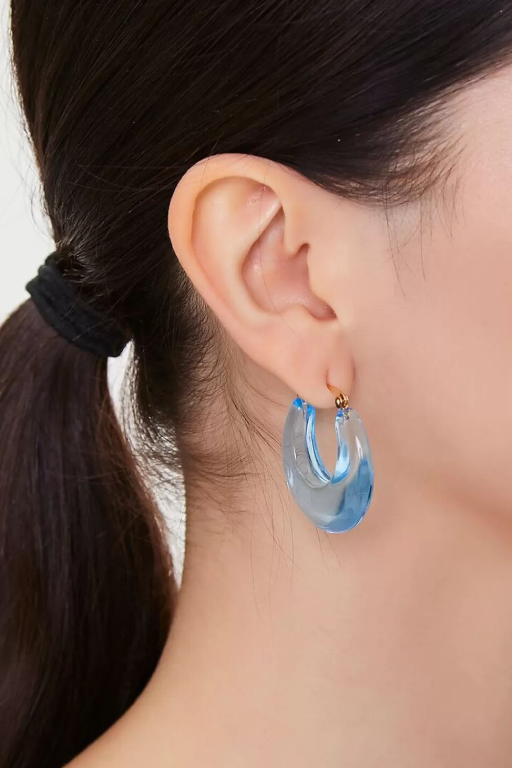 Earrings>Forever 21 Acrylic Hoop Earrings Blue