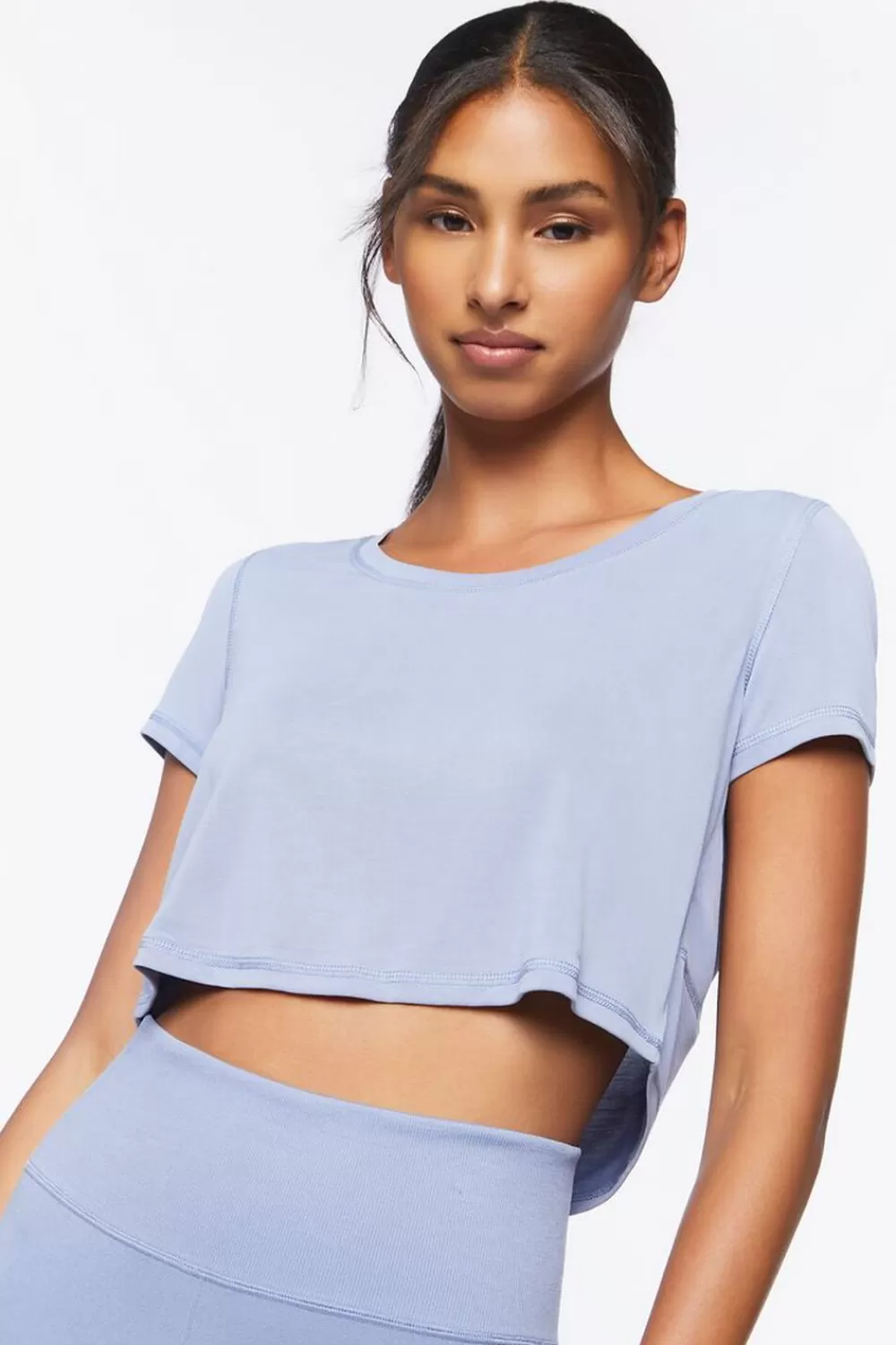 Activewear>Forever 21 Active Boxy Cropped Tee Blue Mirage