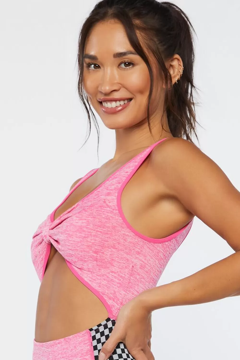 Activewear>Forever 21 Active Checkered Seamless Romper Miami Pink