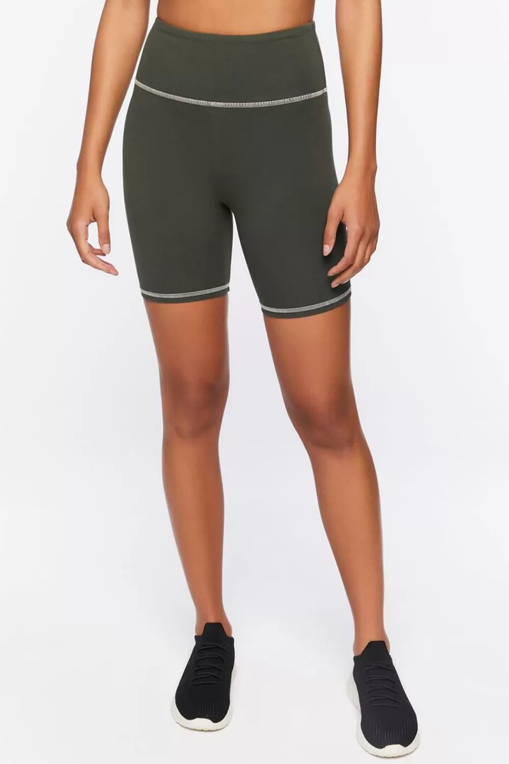 Activewear>Forever 21 Active Contrast-Trim Biker Shorts Cypress