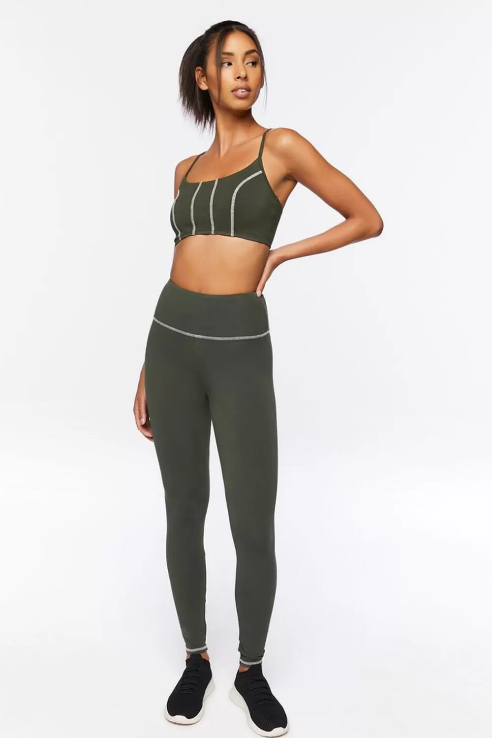 Activewear>Forever 21 Active Contrast-Trim Leggings Cypress