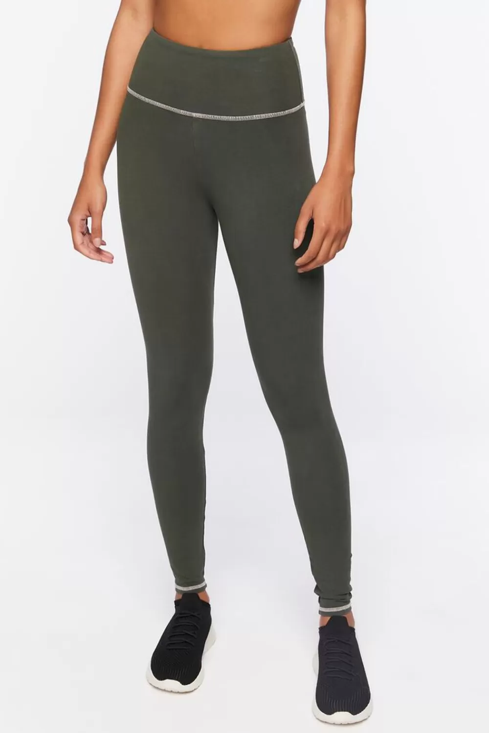 Activewear>Forever 21 Active Contrast-Trim Leggings Cypress