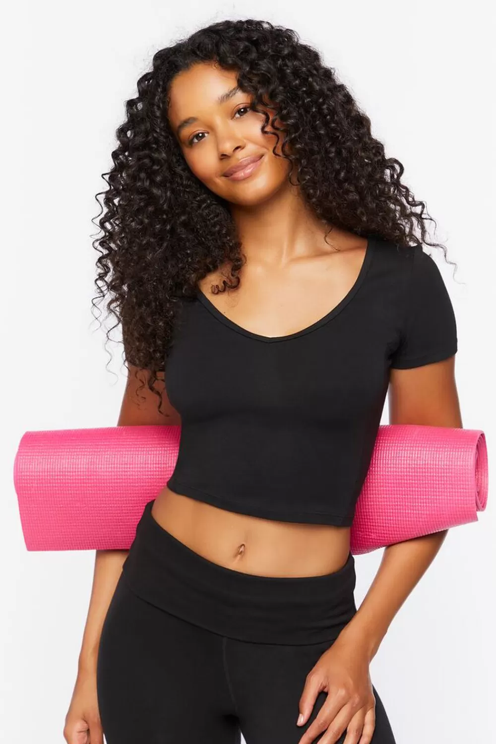 Activewear>Forever 21 Active Cotton-Blend Crop Top Black