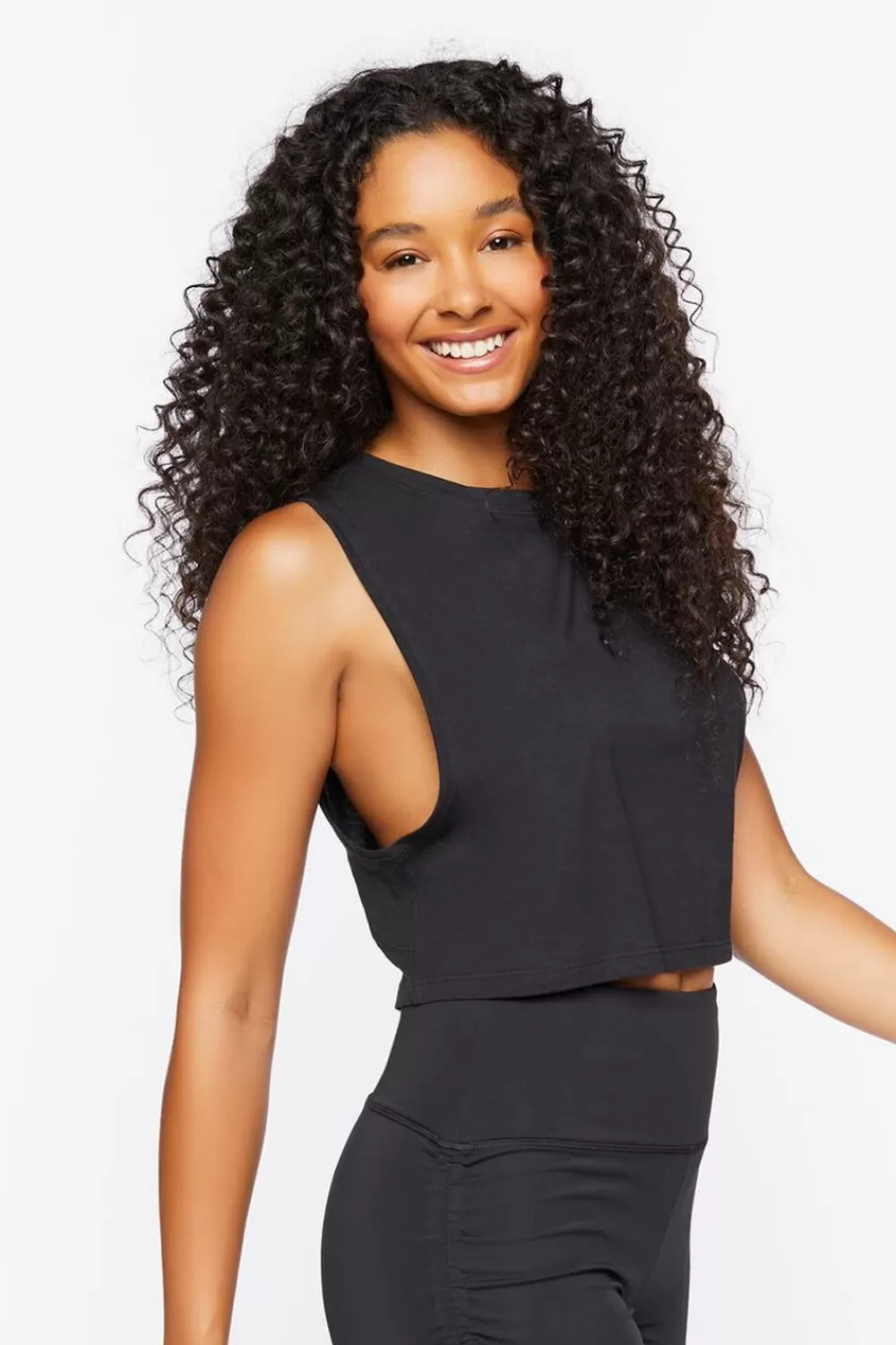 Activewear>Forever 21 Active Crew Neck Crop Top Black