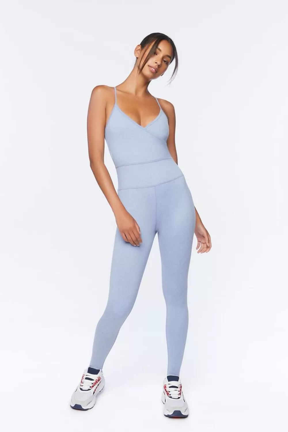 Activewear>Forever 21 Active Crisscross Cami Jumpsuit Blue Mirage