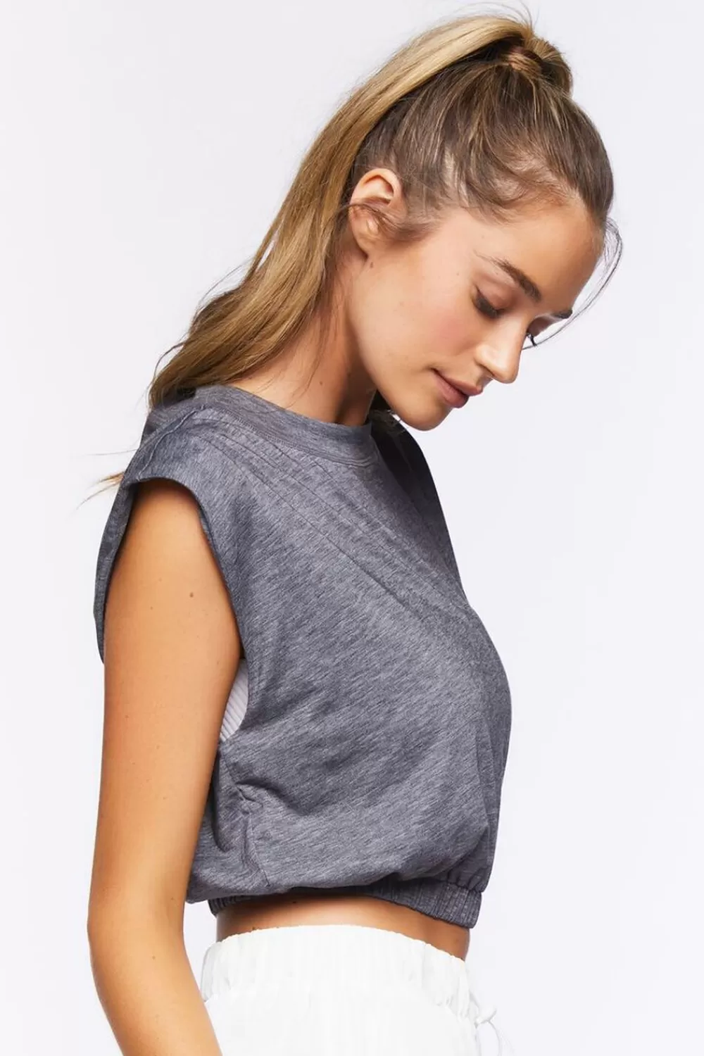 Activewear>Forever 21 Active Cropped Muscle Tee Black