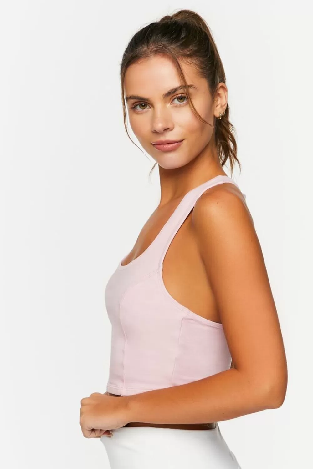 Activewear>Forever 21 Active Cropped Racerback Tank Top Mauve