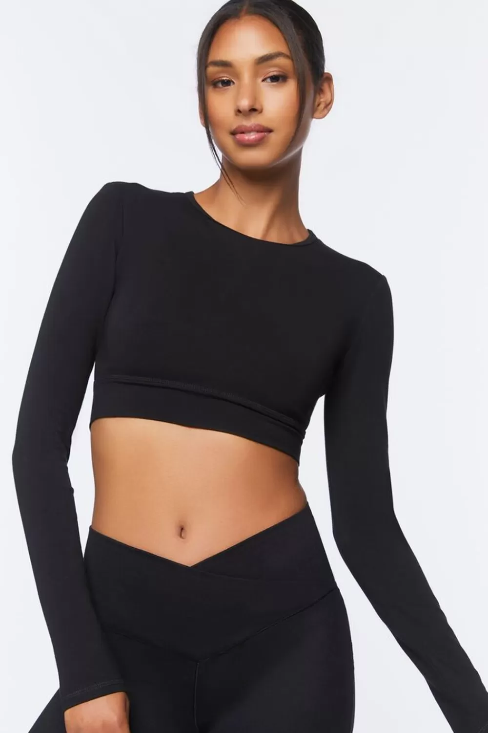 Activewear>Forever 21 Active Cutout Crop Top Black