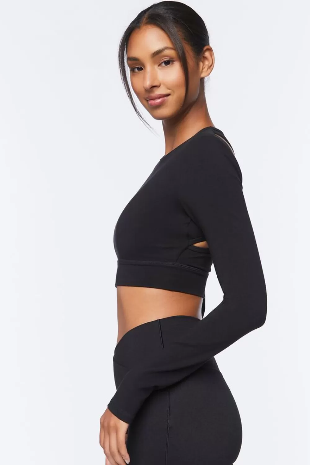Activewear>Forever 21 Active Cutout Crop Top Black