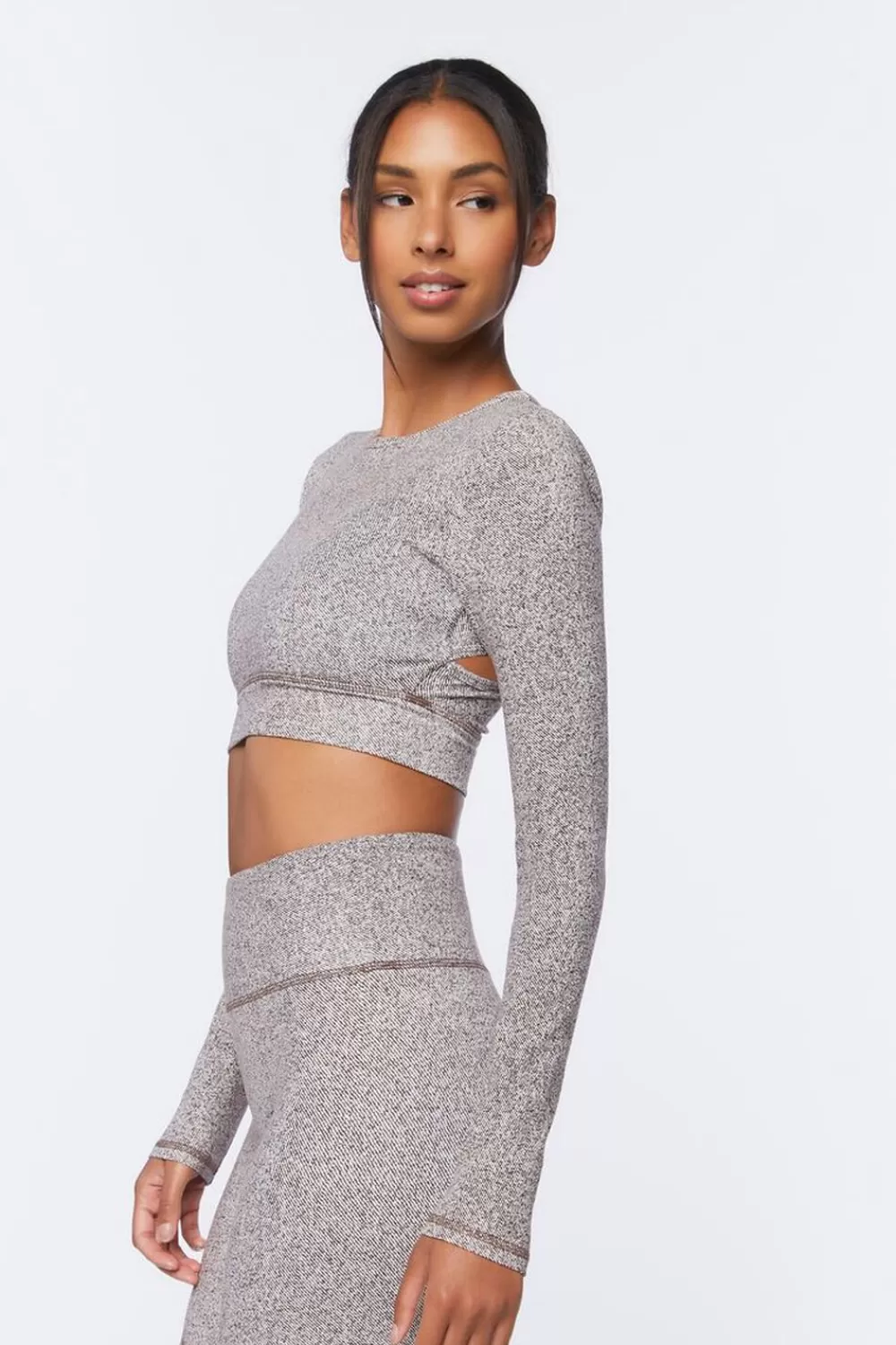 Activewear>Forever 21 Active Cutout Crop Top Turkish Coffee