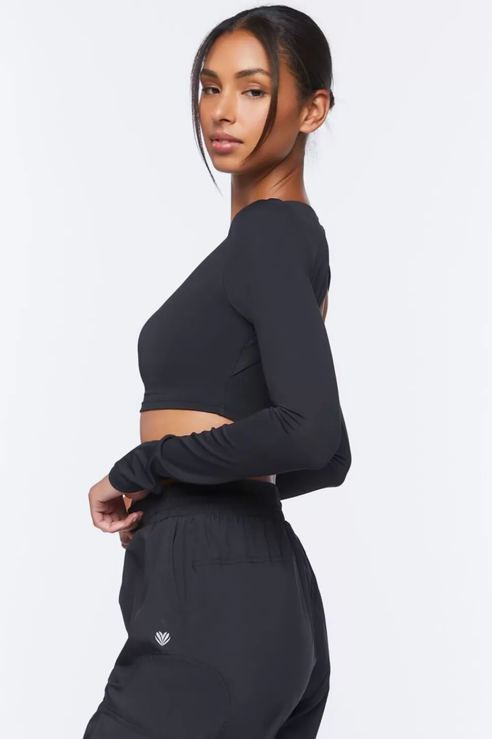 Activewear>Forever 21 Active Cutout Crop Top Black