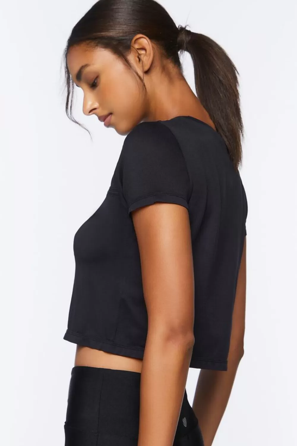 Activewear>Forever 21 Active Cutout Cropped Tee Black