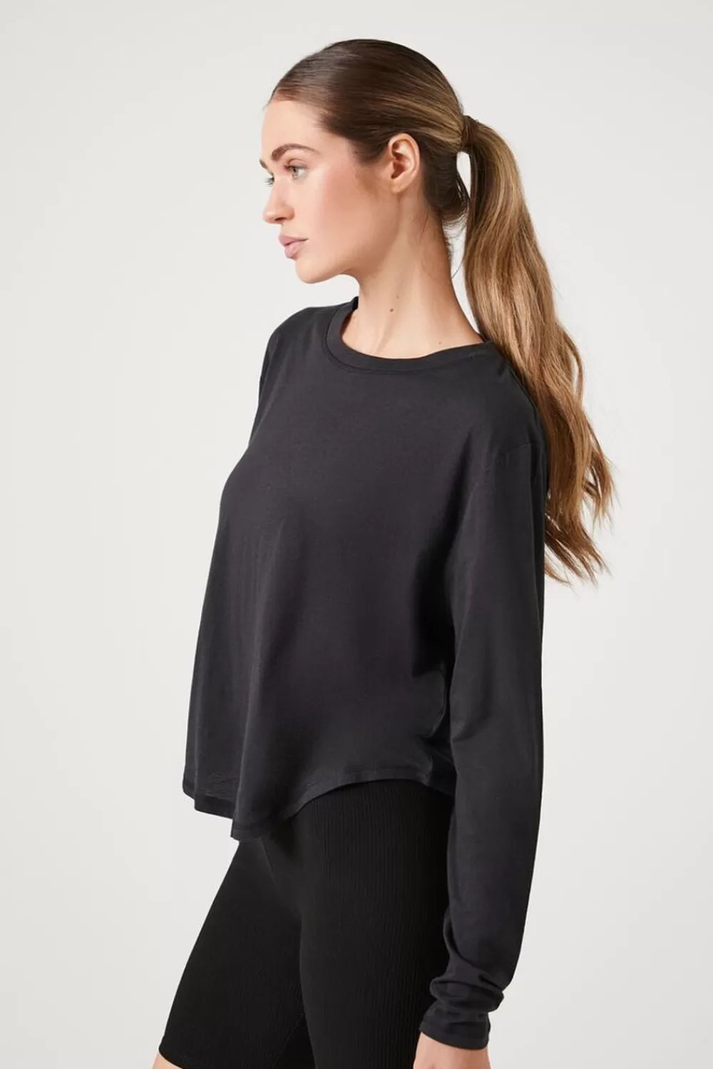 Activewear>Forever 21 Active Cutout Long-Sleeve Top Black