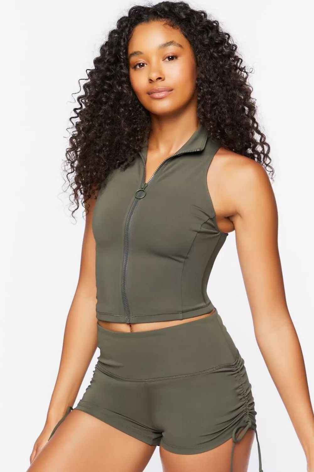 Bottoms>Forever 21 Active Drawstring Biker Shorts Cypress