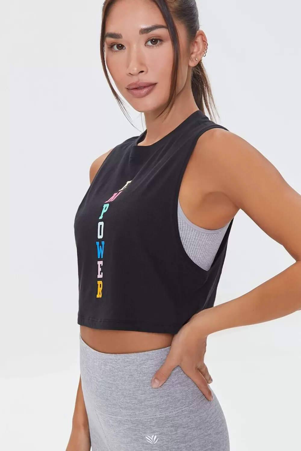 Activewear>Forever 21 Active Empower Graphic Muscle Tee Black/Multi