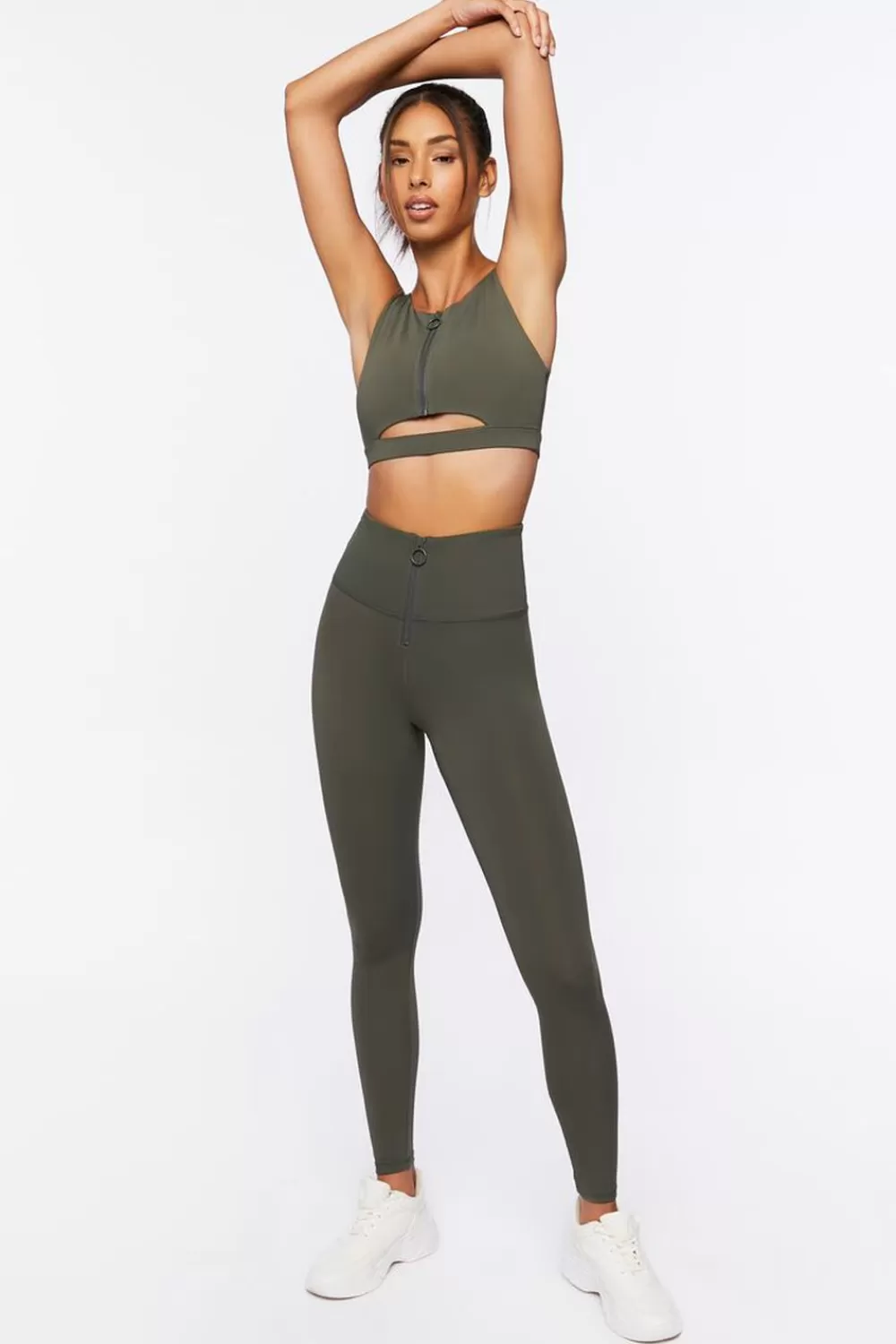 Bottoms>Forever 21 Active Front-Zip Leggings Cypress