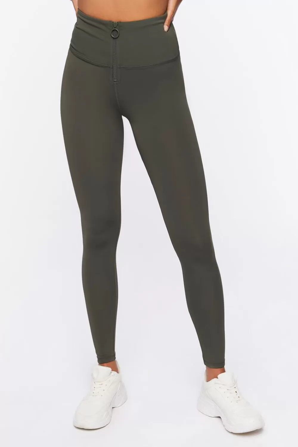 Bottoms>Forever 21 Active Front-Zip Leggings Cypress