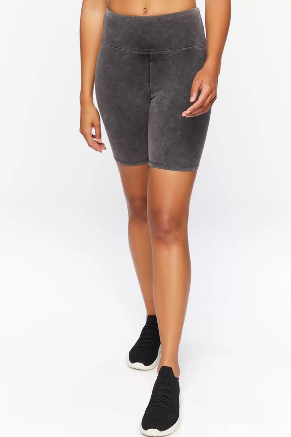 Bottoms>Forever 21 Active Mineral Wash Biker Shorts Charcoal