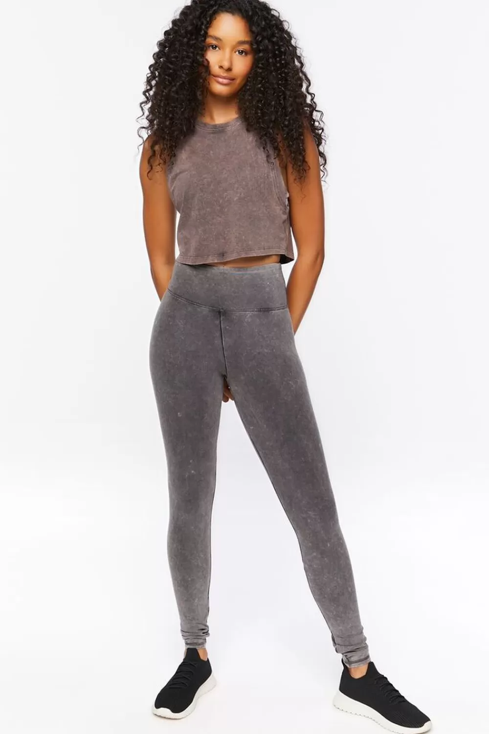 Bottoms>Forever 21 Active Mineral Wash Leggings Charcoal