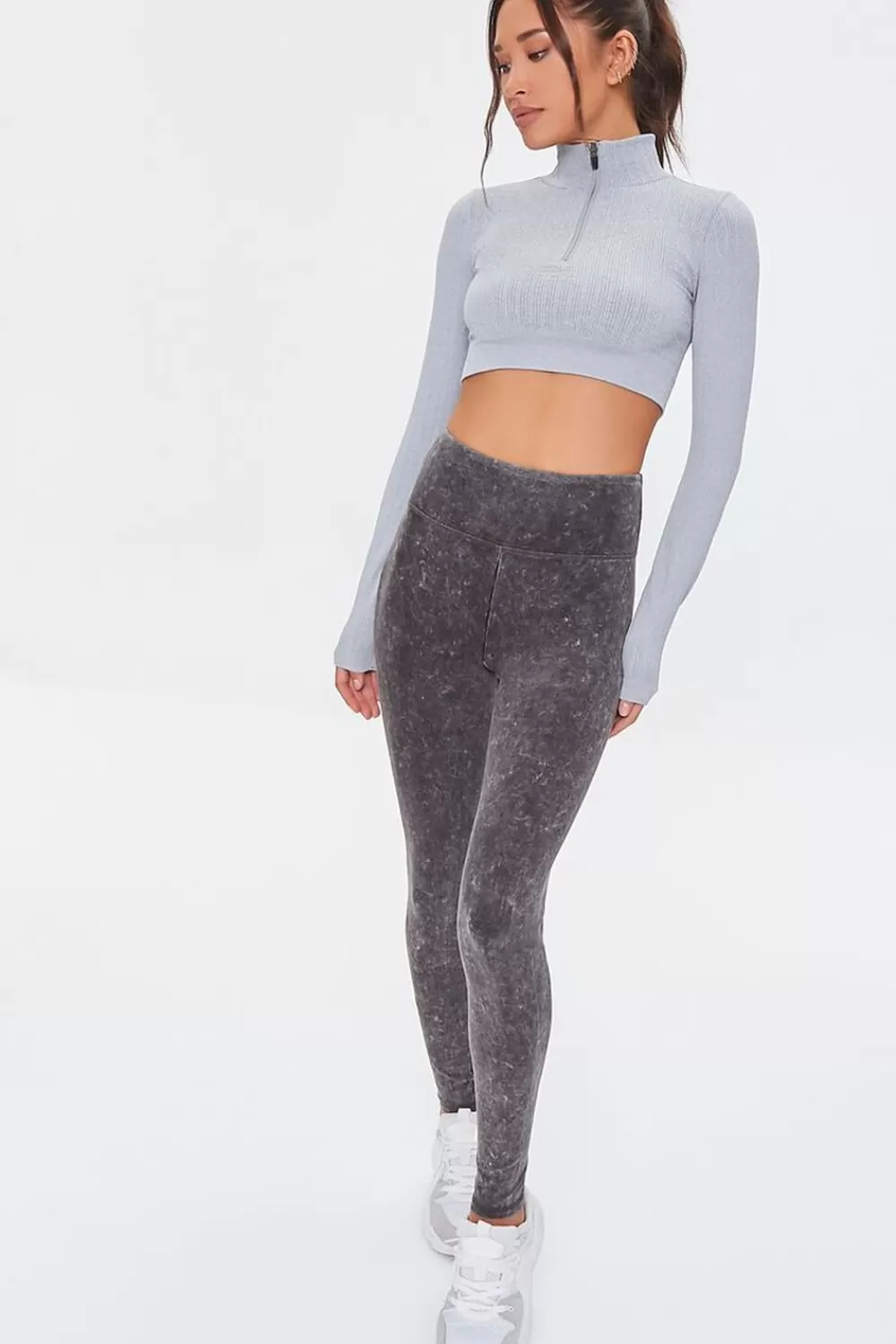 Bottoms>Forever 21 Active Mineral Wash Leggings Charcoal