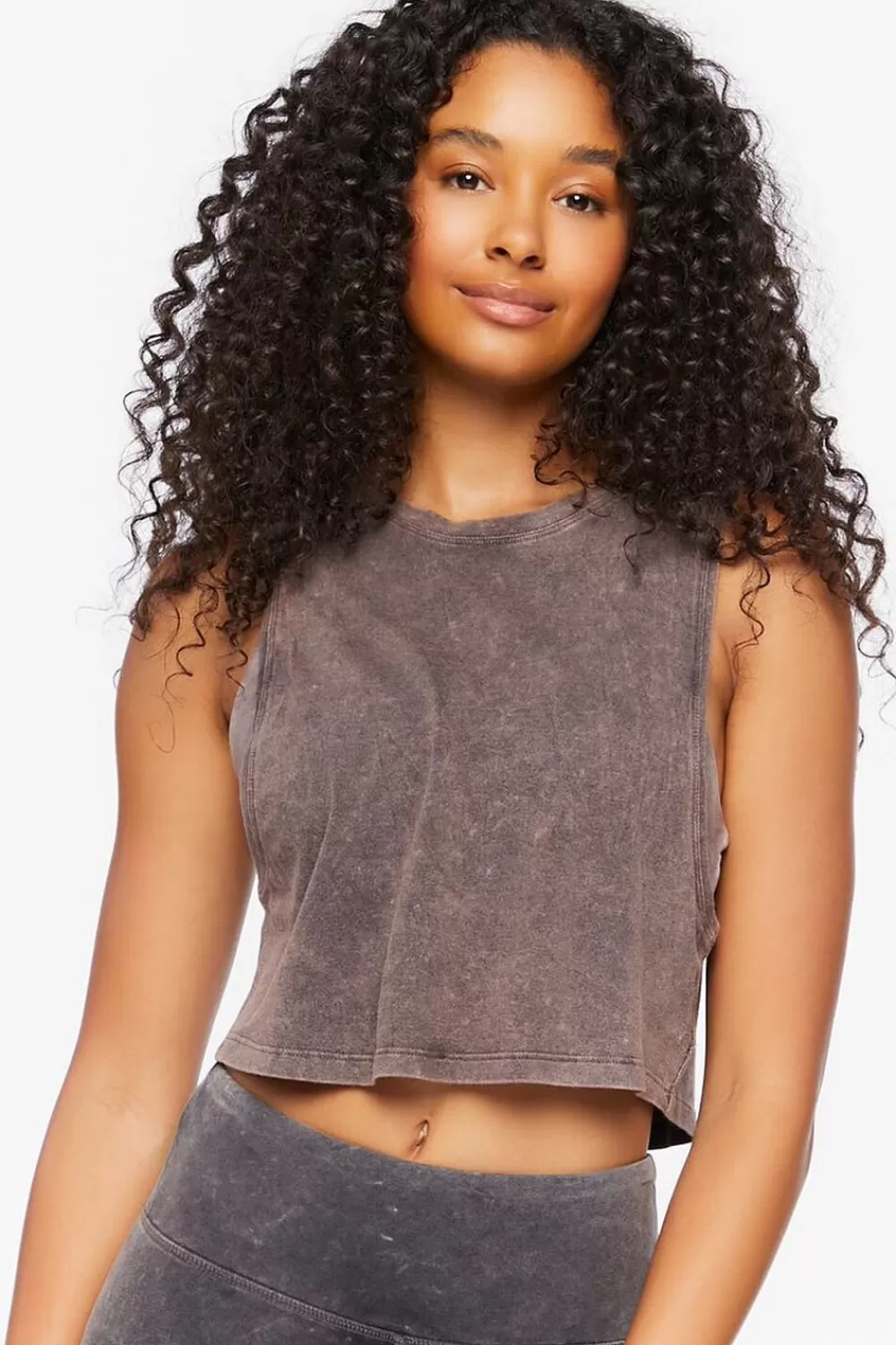 Activewear>Forever 21 Active Mineral Wash Muscle Tee Charcoal
