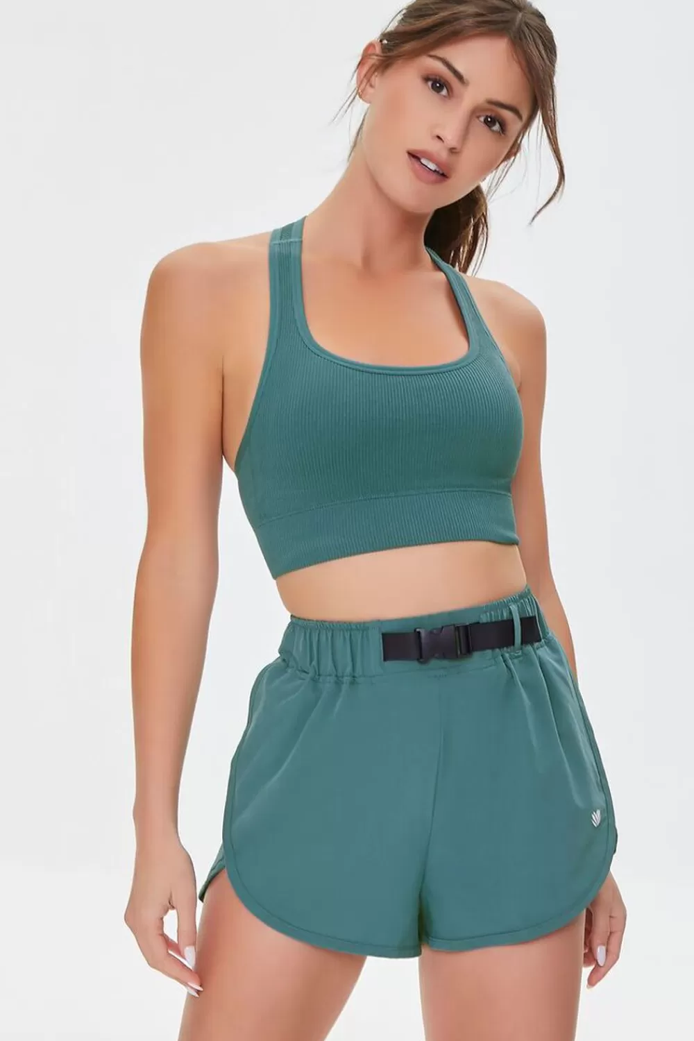 Bottoms>Forever 21 Active Release-Buckle Shorts Teal